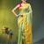 pistachio green & yellow silk blend saree with zari border