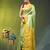 pistachio green & yellow silk blend saree with zari border