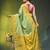 pistachio green & yellow silk blend saree with zari border