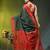 green & red silk blend saree with zari border