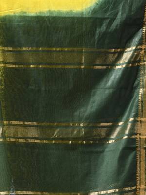 lemon yellow & green silk blend saree with zari border 4