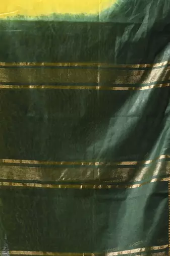 lemon yellow & green silk blend saree with zari border