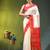 off white & red silk blend saree with zari border