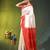 off white & red silk blend saree with zari border