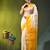 off white & yellow silk blend saree with zari border