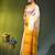 off white & yellow silk blend saree with zari border