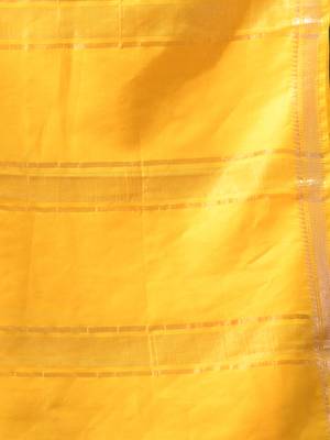 off white & yellow silk blend saree with zari border 4
