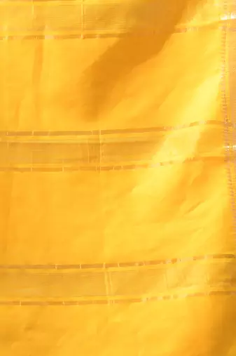 off white & yellow silk blend saree with zari border