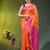 orange & pink silk blend saree with zari border