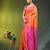 orange & pink silk blend saree with zari border