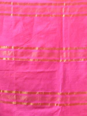 orange & pink silk blend saree with zari border 4