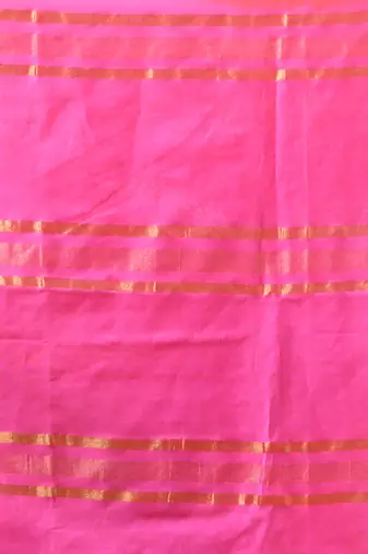 orange & pink silk blend saree with zari border