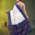off white & blue silk blend saree with zari border