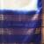 off white & blue silk blend saree with zari border