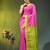 pink & green silk blend saree with zari border