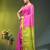 pink & green silk blend saree with zari border