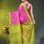 pink & green silk blend saree with zari border