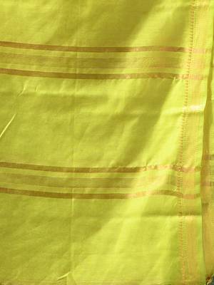 pink & green silk blend saree with zari border 4