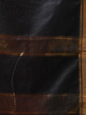 red & black silk blend saree with zari border 4