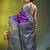 purple & grey silk blend saree with zari border