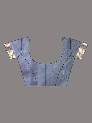 purple & grey silk blend saree with zari border 5