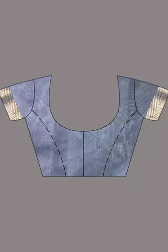 purple & grey silk blend saree with zari border