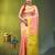 peach & lime yellow silk blend saree with zari border