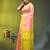 peach & lime yellow silk blend saree with zari border