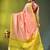 peach & lime yellow silk blend saree with zari border