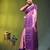 baby pink & purple zari woven checked silk blend saree