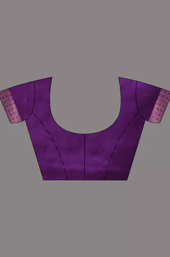 baby pink & purple zari woven checked silk blend saree