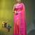 coral & pink zari woven checked silk blend saree