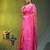 coral & pink zari woven checked silk blend saree