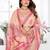 peach jacquard cotton blend saree with blouse 