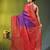 purple & red zari woven checked silk blend saree