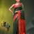 dark green & red zari woven checked silk blend saree