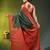 dark green & red zari woven checked silk blend saree