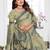 green jacquard cotton blend saree with blouse 