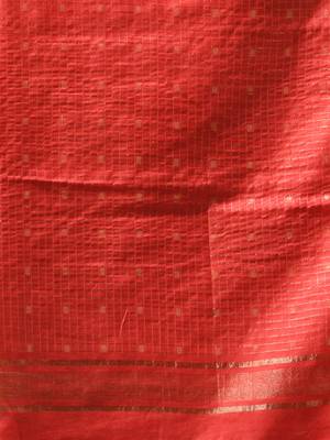 dark green & red zari woven checked silk blend saree 4