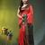 red & black zari woven checked silk blend saree