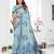 blue jacquard cotton blend saree with blouse 