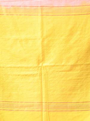 peach & lime yellow zari woven checked silk blend saree 4