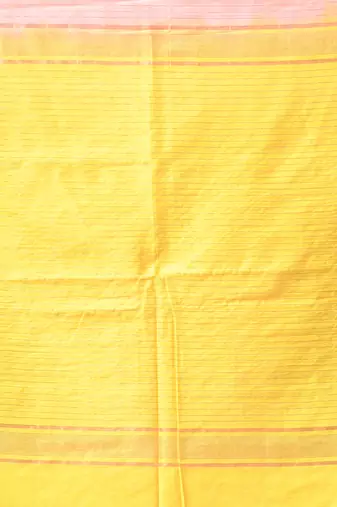 peach & lime yellow zari woven checked silk blend saree