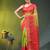 olive green & red zari woven checked silk blend saree