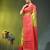 olive green & red zari woven checked silk blend saree