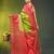 olive green & red zari woven checked silk blend saree