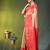 beige &red zari woven checked silk blend saree