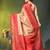 beige &red zari woven checked silk blend saree