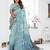 blue jacquard cotton blend saree with blouse 
