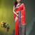 red zari woven crepe khaddi saree